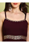 Women Brown Strappy Embroidered Flared Jumpsuit - 4