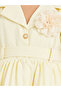 Girls Yellow Pleated Collared Dress with Belt - 3