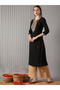 Women Embroidered Yoke Detail Straight Festive Kurta - 2