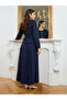 Women Navy Blue Tweed Top and Pleated Skirt Co-Ords - 6