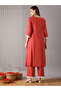 Women Pink Round Neck Embroidered Kurta with Pants Set - 3