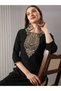 Women Embroidered Yoke Detail Straight Festive Kurta - 5