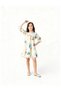 Floral Print Ruffled Crystal-Necklace Girls' Satin Dress - 4