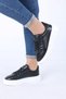 Jeri Black White Sole Matte Leather Lace-Up Women's Sports Shoes - 3