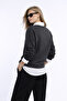 Women's Anthracite 3 Thread Non-Embroidered Crew Neck Regular Fit Sweatshirt - 4