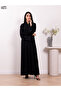 Classic Nida fabric abaya featuring a front band and full button closure - 2