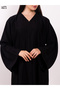 Elegant plain Nida fabric abaya with full front buttons - 3