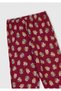 Girl's Dusty Pink-Fuchsia Top with Disney Print and Six-Patterned Curled Cuffs Pajama Set - 8