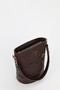 Women's Braided Brown Belt Detailed Bucket Model Hand Shoulder and Crossbody Bag Carla - 4