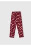 Girl's Dusty Pink-Fuchsia Top with Disney Print and Six-Patterned Curled Cuffs Pajama Set - 4