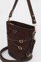 Women's Brown Suede Belt Detail Bucket-Style Hand, Shoulder and Crossbody Bag Carla - 4