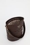 Women's Braided Brown Belt Detailed Bucket Model Hand Shoulder and Crossbody Bag Carla - 5