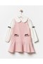 Girl's Cotton Pink Shirt Collar Dress 2 Piece Dress - 3