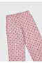 Girl's White Mix Top and Printed Bottom Patterned Pajama Set - 8