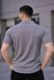 Men's Waffle Fabric Short Sleeve Button down Open Collar Regular Fit Shirt - Gray - 3