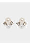 Faux Pearl Crystal Stud Earrings
