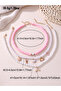 Pack of 3 - Pink Beaded Charm Necklace - 5