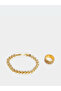 Embellished Necklace and Bracelet with Ring and Earrings Set - 3