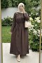 Modal Brown Dress with Shoulder Brooch and Waist Belt