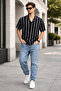 Men's Knitted Fabric Short Sleeve Shirt and Baggy Pants 2-Piece Combination