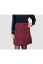 Tweed Fabric Burgundy Mini Length Bell Model Lined Skirt - 2