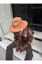 Flat Brimmed Cashmere Cowboy Hat Tan - 5