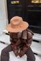 Flat Brimmed Cashmere Cowboy Hat Tan - 4