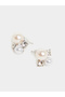 Faux Pearl Crystal Stud Earrings - 2