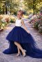 Girl's Navy Blue Tutu Skirt with Long Tail on the Back, Graduation Party Prom Combination Skirt