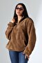 Women's Collar Zip Long Sleeve Plush Sweatshirt - 2