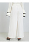 Women Cream Wide Leg Trousers - 4