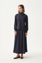 Navy Blue-Soft Textured Gold Buttoned Skirt Suit