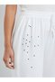 Women White Rhinestone Wide-Leg Joggers - 3