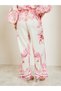 Women Pink Floral Wide Leg Pants - 4