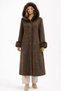 Park Moda Long Felt Coat with Fur Sleeves and Hood