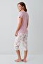 Women's 50% cotton 50% modal button-down capri pajama set – short sleeve, floral print, plus size available - 4