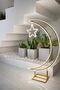 OneDcor Moon LED Floor Lamp with Star Design Warm Strip Light Metal Stand Ramadan Eid Home Décor