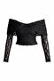 Black Madonna Neck Lined Lace Blouse ALC-X15192 - 3