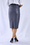 Leather Dark Gray Midi Pencil Skirt - 2