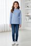 Half Fisherman Sweater - Girls Boys Unisex Children Blue Color Seasonal Winter Half Turtleneck Long Sleeve Badi