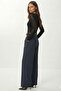 Belted Wide Leg Stretchy Knitted Trousers Lzv0045 Smoked - 4