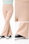 4-12 Years Old Girls' Flare Woven Ribbed Pattern Stone Detailed Spanish Flare Pants Leggings Beige - 4