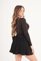 Black Mini Skirt with Elastic Waist and Small Pleated Lining Shorts - 3