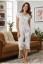 Women's Short Sleeve + Capri Patterned Bow Valentine's Day Cotton Pajama Set