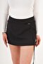 Mini Black Shorts Skirt with Thin Metal Buckle Belt - 5