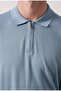Linus Zippered Polo Collar Short Sleeve Slim Knitwear Men's T-Shirt - Cold Blue - 4