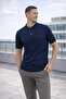 Dogen Hakim Collar Buttoned Short Sleeve Slim Knitwear Men's T-Shirt - Navy Blue - 4