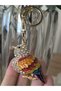 Orange and White Stone Keychain & Bag Charm with Bird Figure – Stylish Bag Ornament - 3