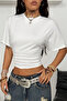 Women's White Short Sleeve Cropped T-Shirt – Crew Neck, Slim Fit, Casual & Stylish Basic T-Shirt - 5
