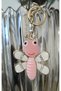 Butterfly Figured Pink and White Stone Keychain & Bag Charm – Stylish Bag Ornament - 3